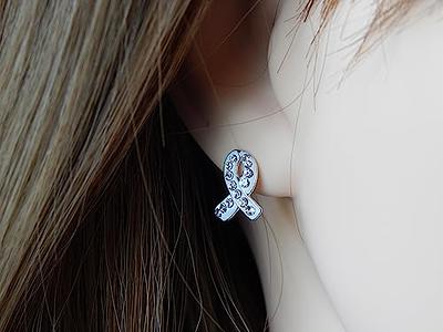 ICYROSE 925 solid sterling silver with Crystal Awareness Ribbon