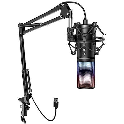 FIFINE USB Gaming Microphone Kit for PC,PS4/5 Condenser Cardioid Mic Set  with Mute Button/RGB /Arm Stand,for Streaming Video-A6T