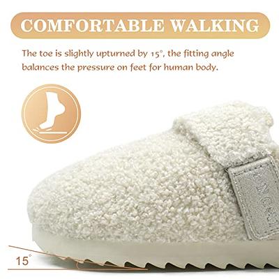  ONCAI Womens Fluff Slippers,Cute Sherpa Faux Fur Scuff Garden  Slip on House Slippers with Polar Fleece Lining Memory Foam Footbed and  Indoor/Outdoor Rubber Hard Soles Beige US Size 6