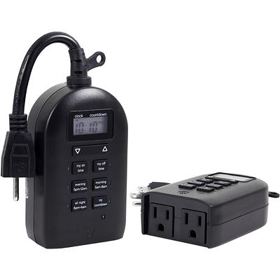 GE myTouchSmart Automatic 6 Hour Outdoor Plug In Timer Black 36170