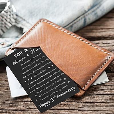 3 Year Anniversary Card Gifts for Him - 3rd Anniversary Card Romantic,  Meaningful Three Year Wedding Anniversary Engraved Wallet Card - Yahoo  Shopping