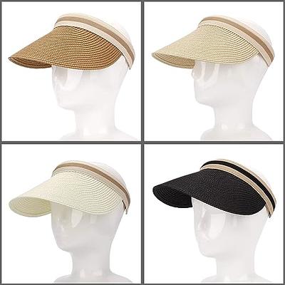 Maylisacc Foldable Straw Sun Visors for Women, Sun Protecetion Wide-Brimmed Sun  Hats Adjustable Topless Beach Hat