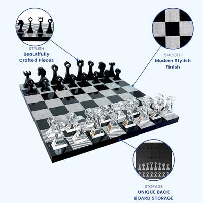 Trademark Games Modern Chess Set - Acrylic Chess Board with 32