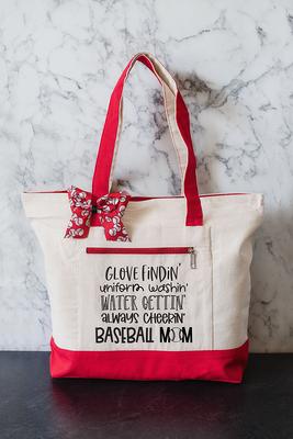 Baseball/Softball/Softball/Softball Mom Tote Handbag, Large Oversize Canvas  Sports Travel Zippered Tote Bag with Pocket, Shopping Bag Gift for Mom