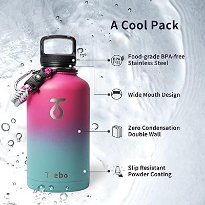 Farsea Insulated Water Bottle with Straw Lid & Spout Lid & Paracord Handle,  Stainless Steel Water Bottle Wide Mouth, Double Wall Sweat-Proof BPA-Free
