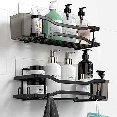 GeekDigg 2 Pack Corner Shower Caddy Matt Black, Adhesive Wall