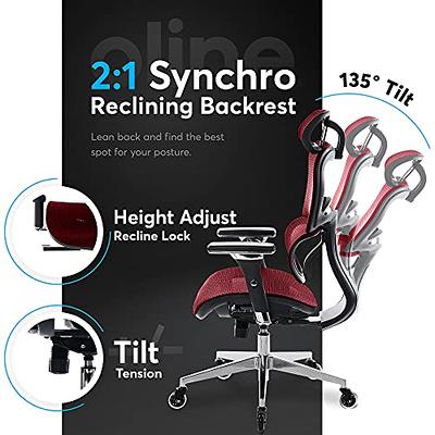 Nouhaus Ergo3D Ergonomic Office Chair - Rolling Desk Chair with 3D  Adjustable Armrest, 3D Lumbar Support and Blade Wheels - Mesh Computer  Chair