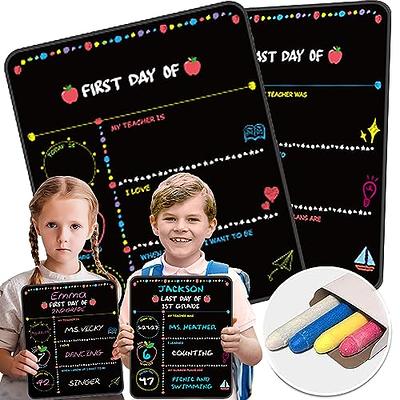 First Day and Last Day of School Board Sign, 1st Day of School Chalkboard  Sign for Preschool Kindergarten, Reusable 10 x 12 Inch D