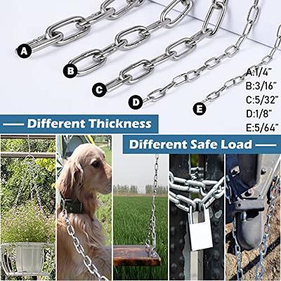 Stainless Steel Chain, Lsqurel 6.5ft 13ft Metal Chain Link Chain 1/4in  Heavy Duty Chain Utility Chain Jack Chain for Home Outdoor Camping Hanging  etc