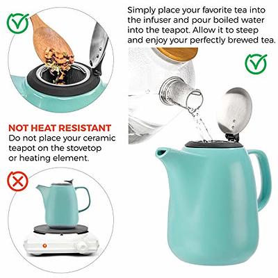 Porcelain Gradient Color Brewing Tea Mug with Lid, Turquoise