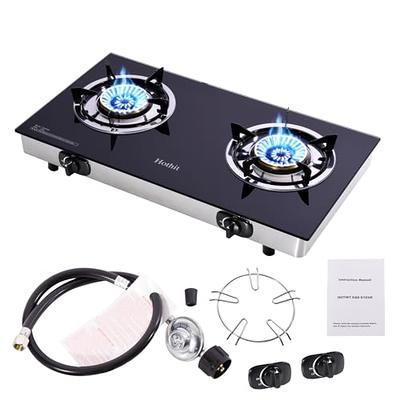 Camplux Propane Camping Stove 2 Burner, Portable Outdoor GAS Stove with Regulator, Size: 14,000 BTU, Blue