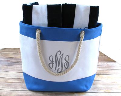 Personalized Beach Bag Tote For Women, Monogram Bag, Large Canvas