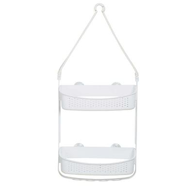 Bath Bliss 2 Shelf Hanging PE Coated Shower Caddy, White 