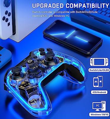 Switch Controller Compatible with Switch/Switch Lite/Switch OLED/Windows/iOS/Android, RGB Lightning Programmable 1000mAh Wireless Switch Pro