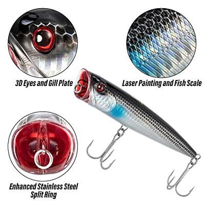 Dr.Fish 5 Pack Topwater Popper Saltwater Fishing Lures, 5-1/2