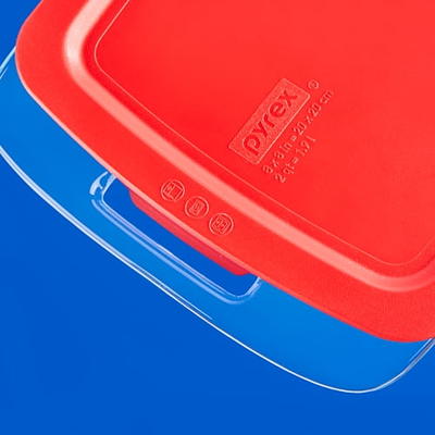 Pyrex Easy Grab 8 Pc. Glass Bake n Store Set with Blue Lids