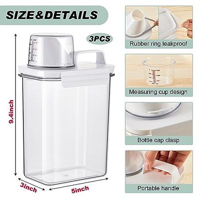 Refillable Laundry Detergent Dispenser Liquid Or Powder Detergent Bottle  With Measuring Cup Leak Proof Washing Powder Container