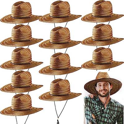 Funtery 12 Pack Straw Hat for Men Summer Large Brim Farmer Hat Beach Sun  Protection Straw Hat with Lanyard (Brown) - Yahoo Shopping
