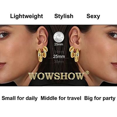 Wgoud Chunky Hoop Earrings Set 14K Gold Hoop Earrings for Women  Hypoallergenic, Thick Hoops Earring set, Twist Huggie Hoop Earring