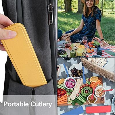 Reusable Travel Utensils Set With Case Box Wheat Straw Portable Knife Fork  Spoons Set Tableware Eco