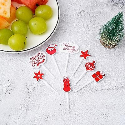 Christmas Food Picks, Cute Cartoon Letter Fruit Food Toothpicks