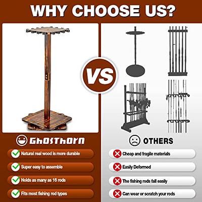 Fishing Rod Holders for Garage 360 Degree Rotating Fishing Pole Rack, Floor  Stand Holds up to 16 Rods Wood Fishing Gear Equipment Storage Organizer,  Fishing Gifts for Men Women - Yahoo Shopping