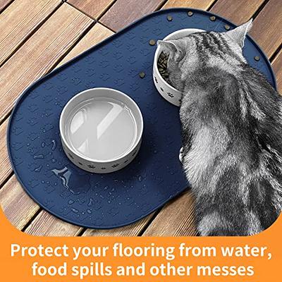 Gorilla Grip 100% Waterproof Raised Edge BPA Free Silicone Pet Feeding Mat,  Dog Cat Food Mats Contain Spills Protects Floors, Placemats for Cats and