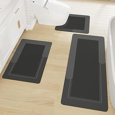 COCOER Non Slip Bath-Mat, Super Absorbent Washable Bath Mats for Bathroom  with Rubber Backing, Thin Bathroom Rugs Fit Under Door-Bathroom