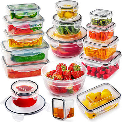 HOMBERKING 12 Pack Glass Food Storage Containers with Lids, Glass