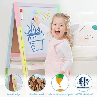  Woodenland Art Easel for Kids, 360° Rotatable Double-Sided Easel  with Magnetic Whiteboard and Chalkboard, Wooden Easel for 3,4,5,6,7,8 Years  Old Boy & Girls : Toys & Games