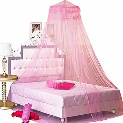 BCBYou Pink Princess Bed Canopy Netting Mosquito Net Round Lace Dome for  Twin Full and Queen Size Beds Crib with Jumbo Swag Hook - Yahoo Shopping