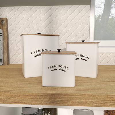 Farmhouse Embossed Kitchen Canisters, Set of 3