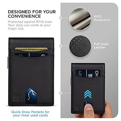 Money Clip RFID Front Pocket Wallet Men Leather Slim Minimalist Wallet