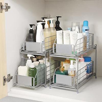 Kitchen Organizers and Storage 2Pack, 2 Tier Under Sink Organizer Sliding  Pantry Organizer Pull Out with Hooks and Hanging Cups for Bathroom Kitchen  Cabinet Black 2Pack : : Home