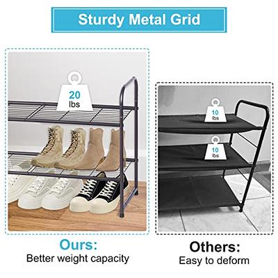 AOODA 3-Tier Long Shoe Rack for Closet Stackable Wide Shoe Shelf Organizer  and S