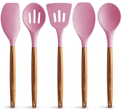 Silicone Kitchen Utensils Set Cooking Utensils - SZBOB Heat Resistant/Non-Stick/Non Toxic/BPA Free Silicon Spoons Spatula Whisk Tongs Wooden Handle