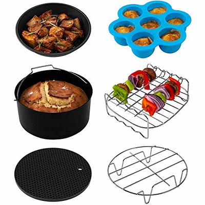 MUSCAN Air Fryer Liners 100 Pcs 8 Inches Round with Wooden Tong