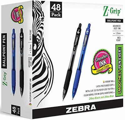 ZEBRA PENS bulk pack of 48 ink pens, Z-Grip Retractable ballpoint pens  Medium point 1.0 mm, 24 black pens & 24 Blue pens combo pack - Yahoo  Shopping