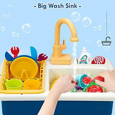 SmartChef Play Kitchen Sink Toys, Blue Electric Dishwasher Playing Toy with  Running Water, Play Food & Tableware Accessories, Kitchen Set Toys, Role