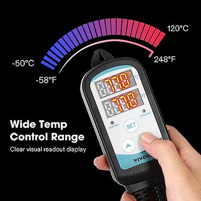 VIVOSUN 1500W Digital Temperature Controller, 2-Stage Outlet Thermostat  Heating and Cooling Mode, Thermostat with Dual LED Display, for Homebrew  Fermenter Greenhouse Terrarium, 110-240V 15A 1500W - Yahoo Shopping