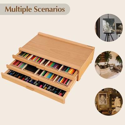 Artist 3-drawer Storage Box, Portable Wooden Box Storage