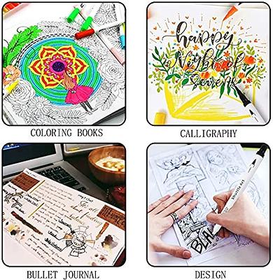 Coloring Markers Pen, Dual Brush Tip Marker for Adult Coloring, 34 Color  Calligr