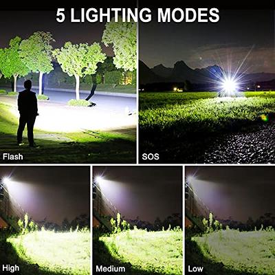 Super Bright Rechargeable Flashlights 300000 High Lumen, Powerful LED Flashlight, Ipx7 Waterproof Floodlight & Spotlight Flashlight 2-in-1 w/5 Modes