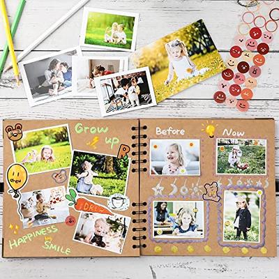 Scrapbook Photo Album (8 x 8 inch) - 60 Pages Photo Scrap Memory Book -  Thick Kraft Paper Scrapbooking & Stamping Supplies with Corner Protectors  Ribbon Closure Suitable for Wedding Travel Graduation 1 Pack