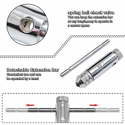 Adjustable Silver T-Handle Ratchet Tap Holder Wrench T-shaped Tap