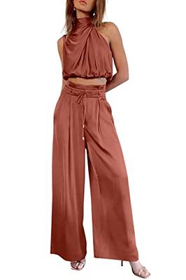  PRETTYGARDEN Women's 2 Piece Outfits 2024 Summer Casual  Sleeveless Mock Neck Crop Tops Wide Leg Pants Set (Army Green,Small) :  Clothing, Shoes & Jewelry