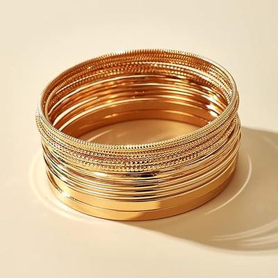 ZMANYIJEW 14Pcs Gold Boho Indian Multi Bangle Bracelet Set for Teen Girls  Punk Chunky Stackable Textured Bracelets for Women Layered Smooth Bracelets