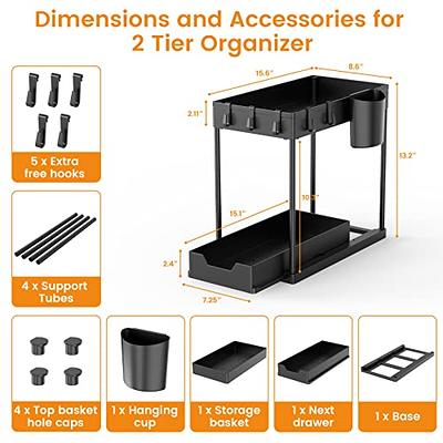 Sudifor Under Sink Organizer, Pull Out Kitchen Cabinet Organizer with 4  Hooks and Hanging Cup, 2 Tier Slide Out Sink Shelf for Kitchen Bathroom Cabinet  Organization, Black - Yahoo Shopping