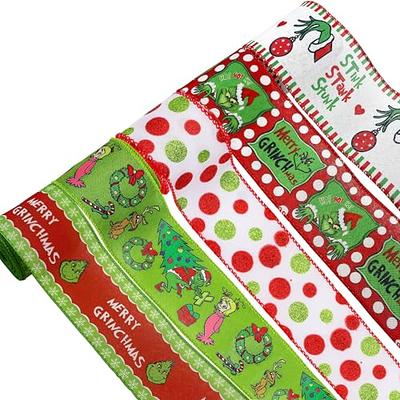 2 Grinch WIRED ribbon for Bows Wreaths Ship Free