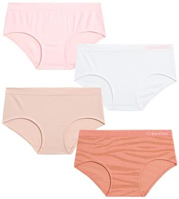 Calvin Klein Girls Hipster Panties Cotton Stretch Logo Waistband Tagless (7  Pack) (S)